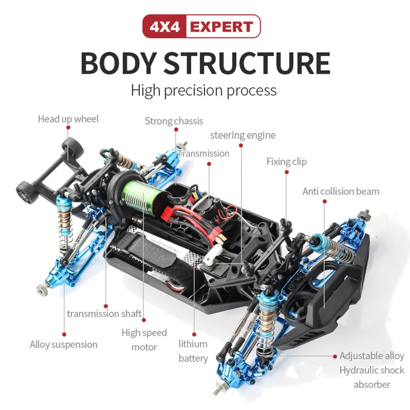 80KM/H Brushless RC Racing Car Metal Alloy 200M Distance Racing Buggy off Load Climbing RC Toys Shock Absorption Vehicle RC Toy