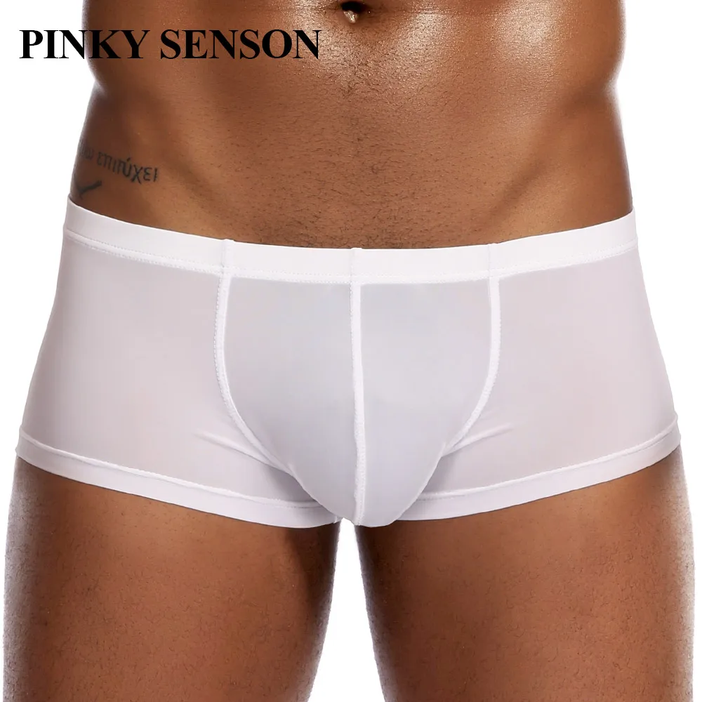 

Pinkysenson Ultrathin Ice Nylon sexy underwear men boxers Transparent mens underpants hombre slip Homme Cueca Gay Male Boxers