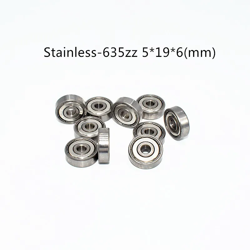 Stainless steel bearing S635ZZ 10 Pieces 5*19*6(mm) antirust metal sealed High speed Mechanical equipment parts