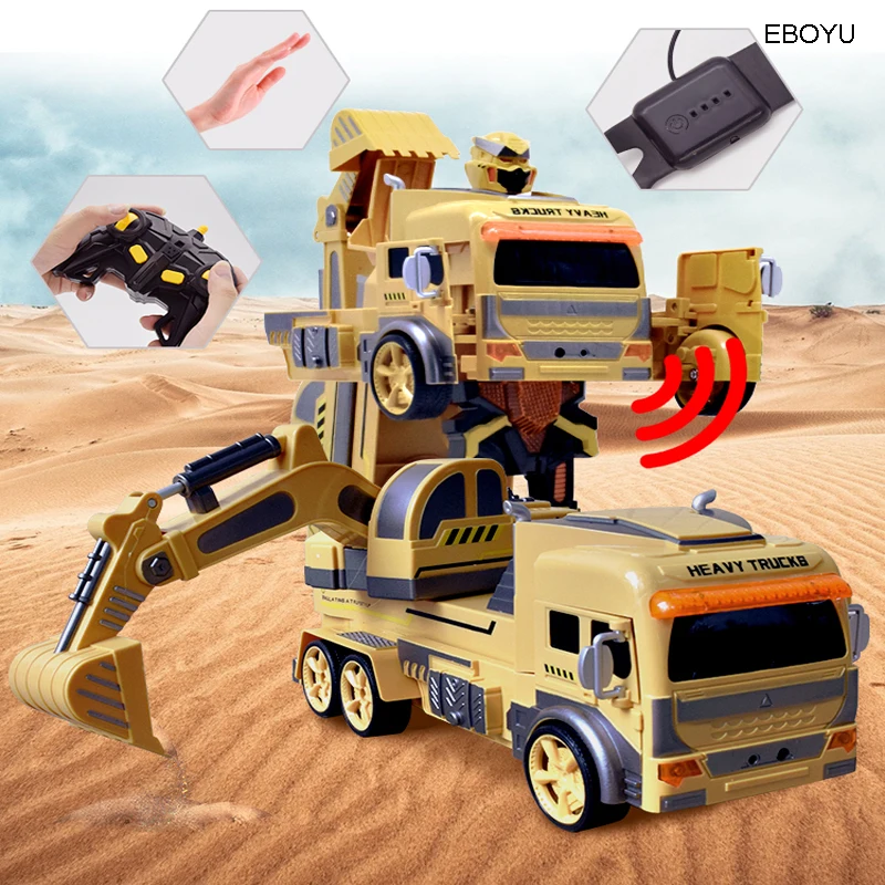 Eboyu 859 Rc Transformator Truck Graafmachine Mixer Rc Techniek Voertuig Robots Modellen Afstandsbediening Auto Rc Vechten Speelgoed Gift