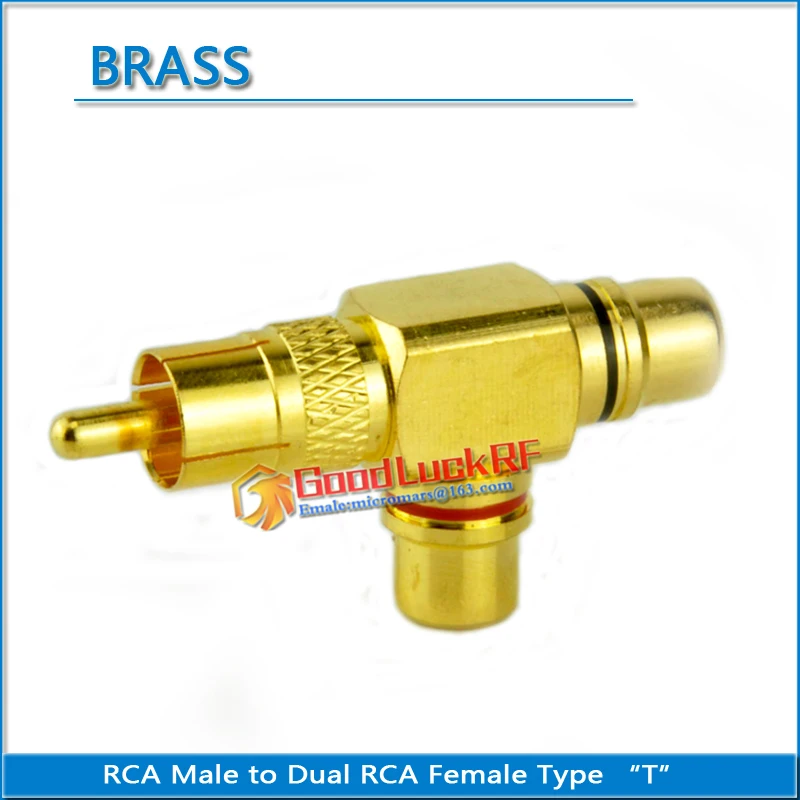 Messing Rca Male Naar Dual Rca Female Audio En Video Type Verbinding T Lotus Drie Split Rca Rf Connector Extension conversie