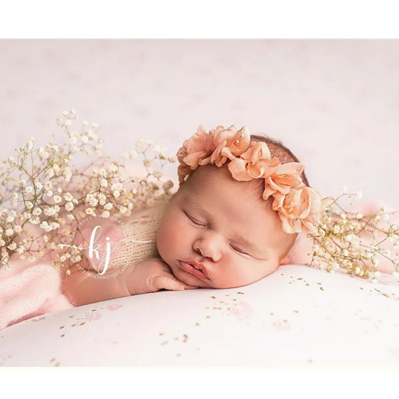 Newborn Baby Girl Photography Props 13 Colors Fairy Perm Flower Headdress Handmade Headwear Headband Fotografie Accessoires