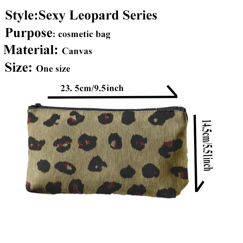 Sexy Leopard Print Makeup Bag Fashion Leopard Print Canvas Cosmetic Bag New Portable Square Women Ladies Cosmetic Bag Coin Bag