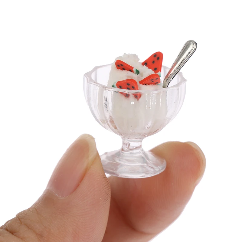 1:12 Dollhouse Miniature Mini Ice Cream Cups Model Pretend Play Food Accessorie Decoration For Doll House