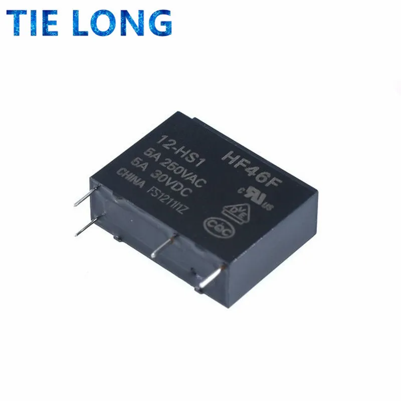 10PCS 5A 4Pin HF46F-5-HS1 HF46F-12-HS1 HF46F-24-HS1 Power Relay A Normally Open 5 V 12 V 24 V DC 5A 250VAC Relays