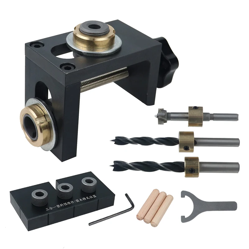 Kit de plantilla de espiga 3 en 1, guía de taladro Vertical, localizador de orificios de bolsillo, perforador de agujeros, conexión de muebles, herramientas de carpintería DIY