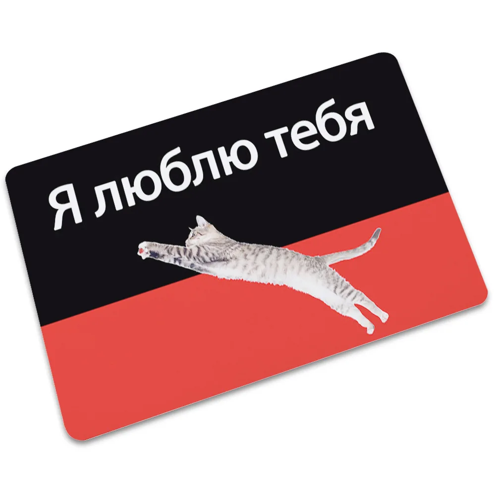 Dropshipping New Arrival Cute Dog Cat Doormat for Entrance Door Russian Language Welcome Rubber Floor Mat
