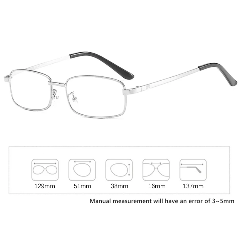 Metal Frame Reading Glasses Men Women Presbyopia Magnifying Fashion Square Full-frame +1.0 1.5 2.0 2.5 3.0 3.5 4.0 Gold Silver