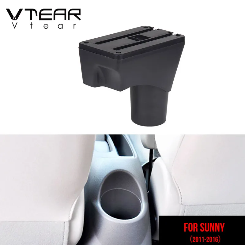 Vtear Car Armrest Organizer USB Storage Box Leather Interior Center Console Decoration Accessories For Nissan Sunny Versa 2012