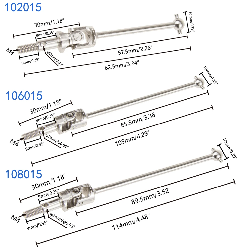 2pcs CVD Joint Dogbone Transmission Drive Shaft 102015 106015 108015 for 1/10 HSP 94101 94102 94123