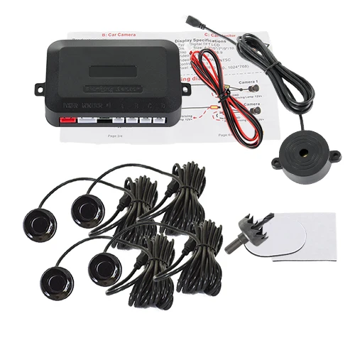 Hippcron 4 Sensoren Zoemer 22mm Parkeersensor Kit Achteruitrijradar Geluidsalarm Indicator Sondesysteem 12V Zwart Wit
