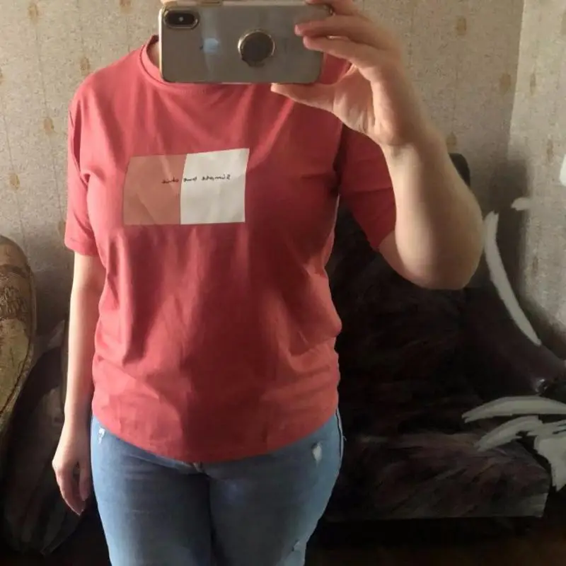 Fashion Simple Letter Printing Harajuku Cotton Quality Women's T-shirt Short-sleeved Summer Loose Casual Style Tees Tops