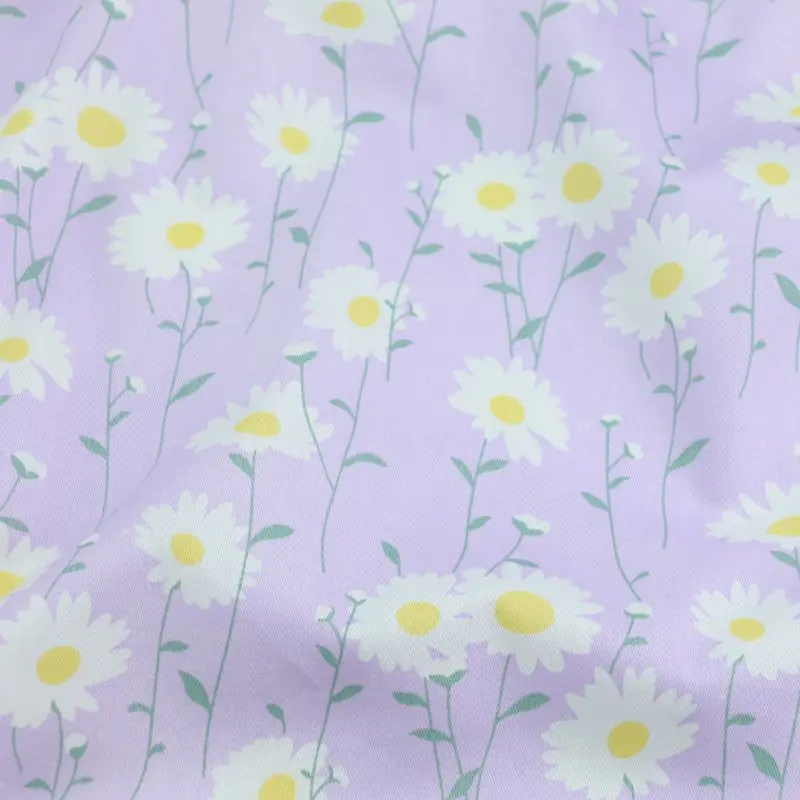 Korean Small Floral Sun Flower Woven Liberty Twill Fabric For Quilting Purple Dress Sewing Accessories Per Half Meter