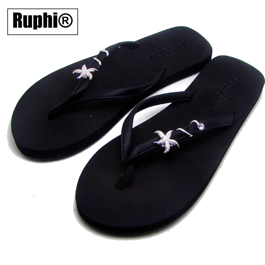 Metal Starfish Flip Flops Twister Spirals Sand Dollar Charm Summer Slippers Swirl Seastar Beach Shoes  Jewelry Accessory