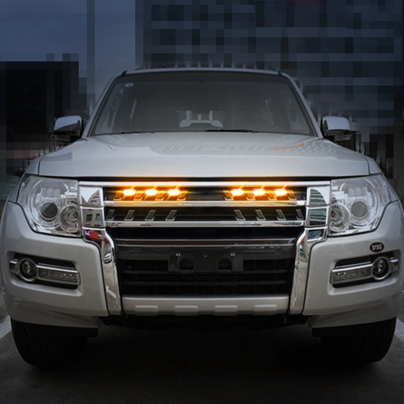 Éclairage de calandre avant pour Mitsubishi Pajero V97, V93, V87, V73 avec TRD Pro Grill Only, éclairage de grille avant DRL, blanc et jaune, 6000K,