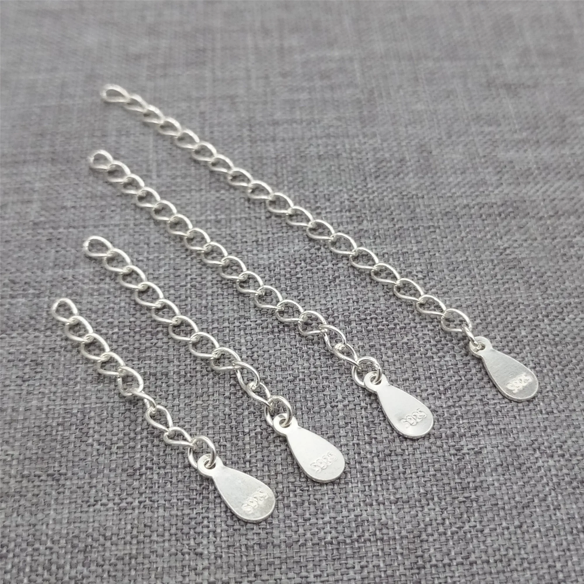 

15pcs of 925 Sterling Silver Waterdrop Chain Extensions, Extender Chains for Necklace Bracelet