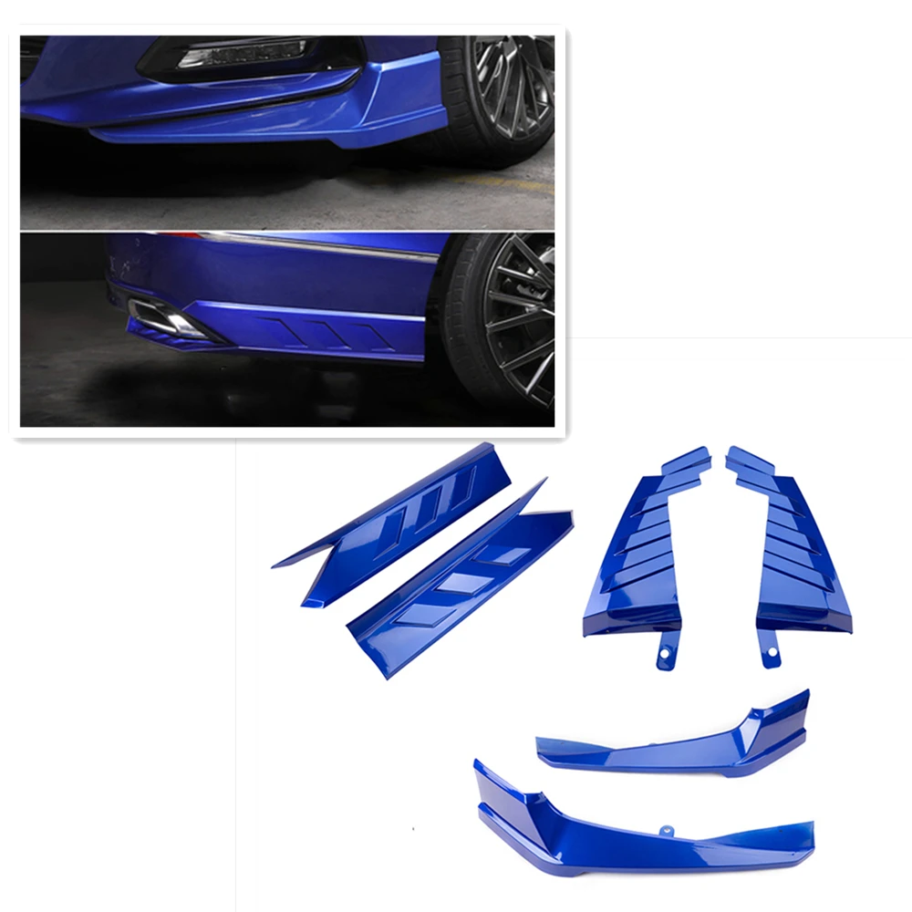 

AKASAKA Rear+Front Bumper Side Cover Trim Spoiler For Honda Accord 2018 2019 10th Blue Diffuser Corner Splitter Canards Body Kit