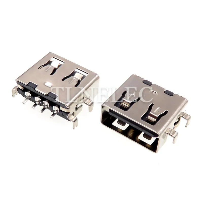 10 Chiếc Loại USB 2.0/4 Chân Lắp Famale Ổ Cắm Giao Diện Cổng Kết Nối Cổng Phẳng Cạnh Jack Mảnh Đạn nhựa Cắm