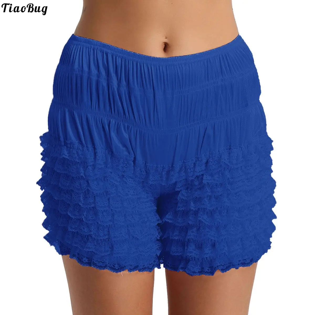

TiaoBug Summer Women Lady Tiered Ruffle Lace Dance Bloomers Shorts Super Soft Boxer Underwear Panties Lingerie Sleepwear
