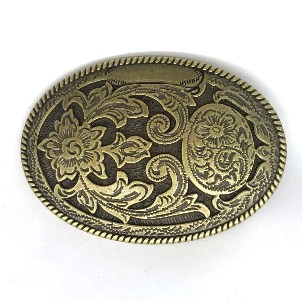 Western cowboy belt buckle zinc combined retro flower buckle unisex belt buckle