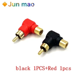 Audio AV RCA Elbow Plug Jack Extender L Shape RCA Connector Black Red Right Angle RCA Male to Female 90 Degree RCA Connector