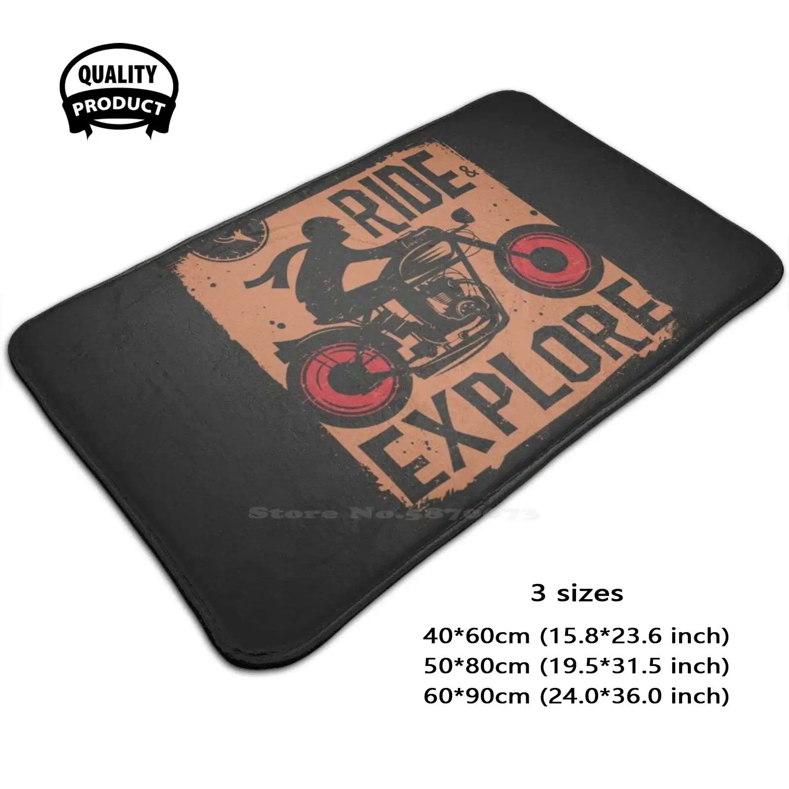 Ride And Explore Soft Cushion Home Carpet Door Mat Car Rug Racer Driving Extreme Speeding Motorcycle Man Character Sportswear