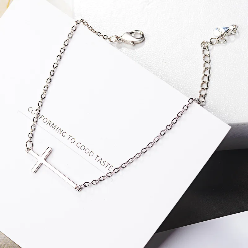 925 Sterling Silver Cross Charm Bracelet For Women Bracelet &Bangle Fashion Jewelry Birthday Party Gift