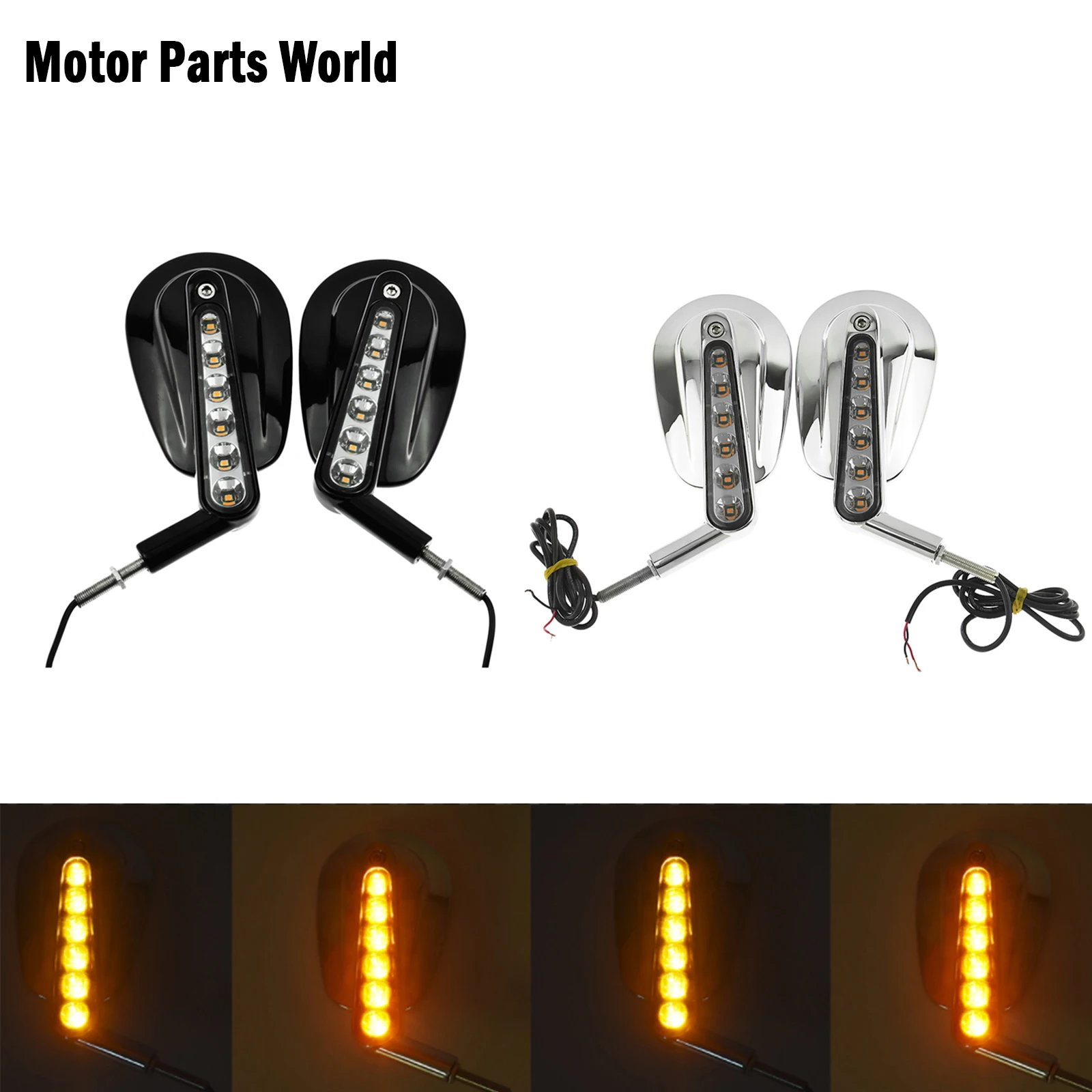 

Motorcycle Rear Side View Mirrors Mirror LED Turn Signals Light For Harley Sportster XL 883 1200 Touring Electra Glide Deluxe