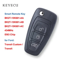 Keyecu inteligentny pilot z kluczykiem samochodowym 434MHz ID63 Chip dla Ford Transit Custom P/N: BK2T-15K601-AA / AB / AC, A2C53435329