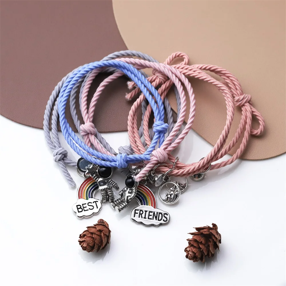 Magnet Paired Rubber Band Couple Bracelet for Lovers Distance Bracelet Women Men Braided String Bracelet Friendship Jewelry Gift