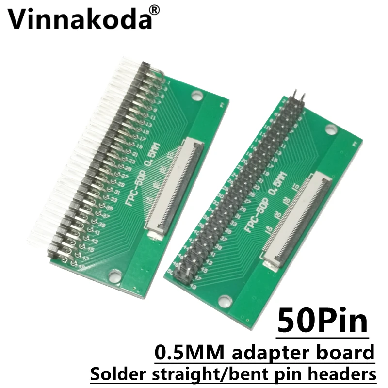 

2PCS FFC/FPC adapter board 0.5MM-50P to 2.54MM welded 0.5MM-50P flip-top connector Welded straight and bent pin headers