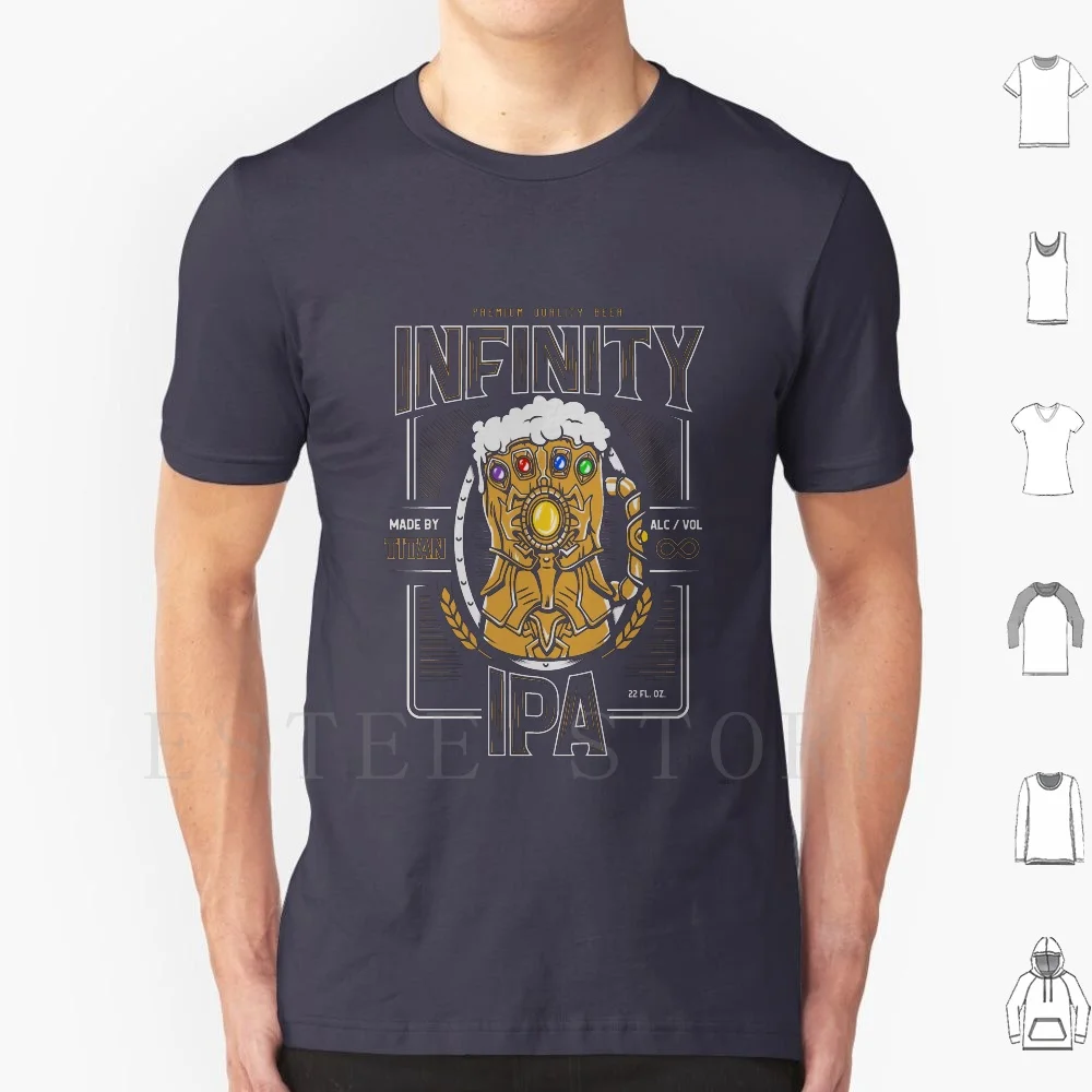 Camiseta Infinity Ipa de algodón para hombre, estampado artesanal, etiqueta de bebida de cerveza Infinity, guantelete Mad Titan