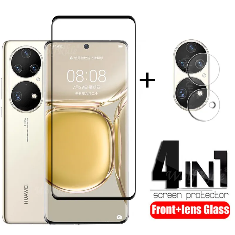 

4-в-1 для Huawei P50 Pro стекло для Huawei P50 Pro защитное стекло HD Полная пленка защитная пленка для Huawei P50 Pro пленка для объектива