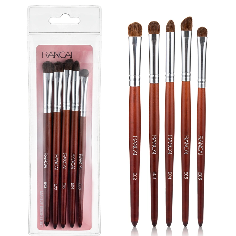 RANCAI Eyeshadow Brush 3/5PCS Makeup Brushes Blending Eyebrow Brush Nature Bristles Horse Hair Eye Shadow Brush Set