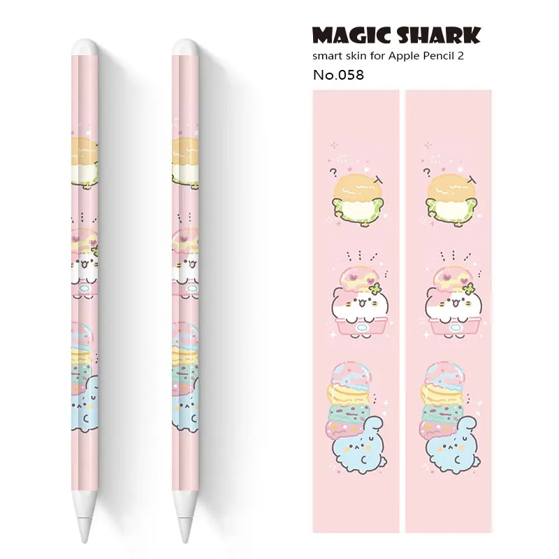 Magic Shark  Cute Cartoon Rabbit Bear Ultra Thin 3M PVC Film Case Skin Tape Sticker for Apple Pencil 2 Stylus