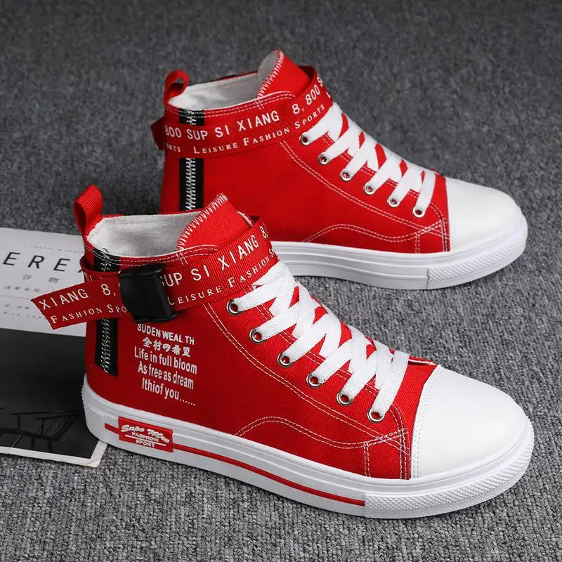 New High-top Men Teens Casual Shoes Canvas Breathable Sneakers Skateboard Cushion Basketball Running Jogging Footwear Travel
