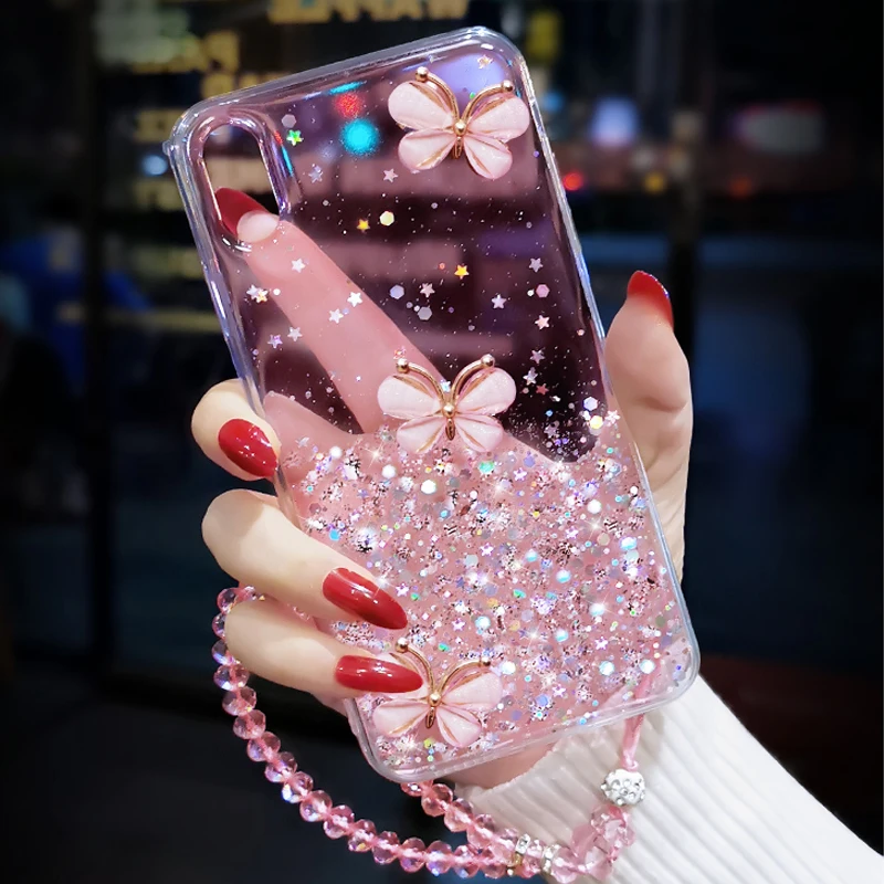 Fashion Luxury 3d Clear Butterfly Female Hard Case For Iphone 14 15 13 11 12 Pro Max Mini 15 7 8 Plus Xr X Xs Phone Cover Fundas