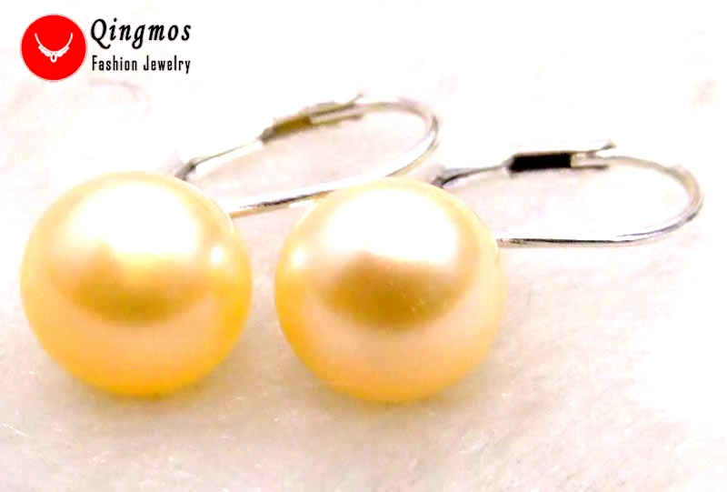 

Qingmos Natural Pink Pearl Earrings for Women with 10-11mm Flat Round Freshwater Pearl & Stering Silver 925 Leverback Earring