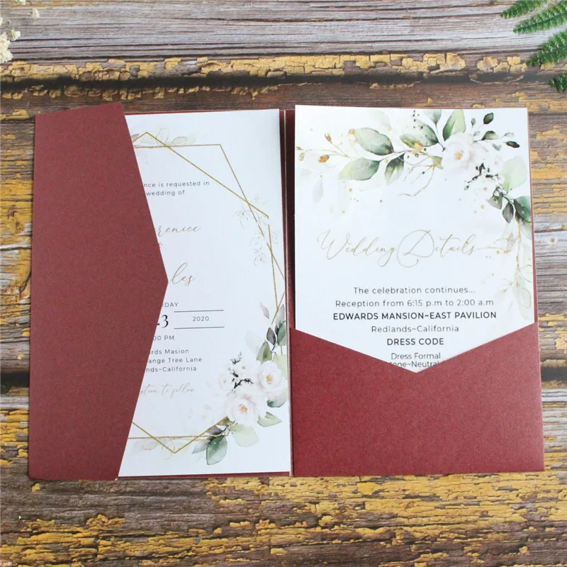 Huwelijksuitnodiging Pocket Fold Envelop Marineblauw Mat Papier 250gsm voor Verjaardag Jubileum Sweet 16 Iquinceañera 50 stuks