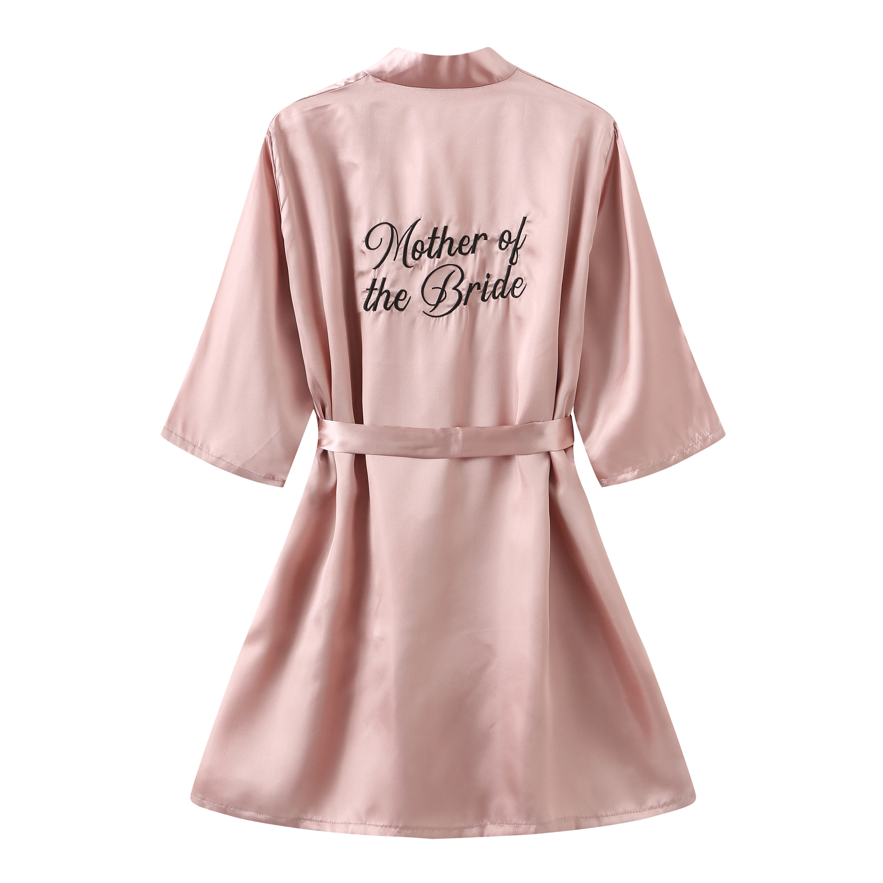 Wedding Party Bride Robe With Embroidery Black Gold Letters Kimono Satin Pajamas Bridesmaid Rose Gold Robe Pink Bathrobe