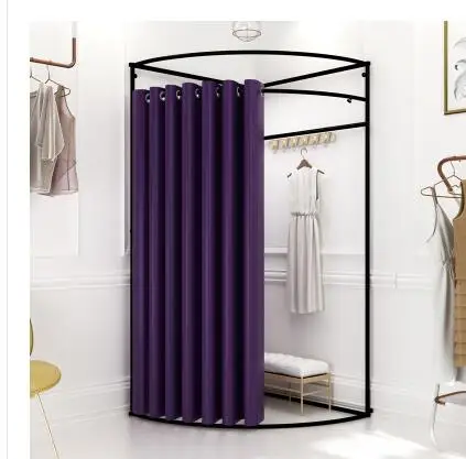 

Shopping mall temporary mobile fitting room clothing store display rack floor portable foldable simple changing room curtain