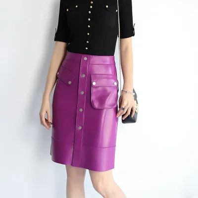 Top brand Fashion 2020 New Genuine Sheep Leather Skirt E19  high quality