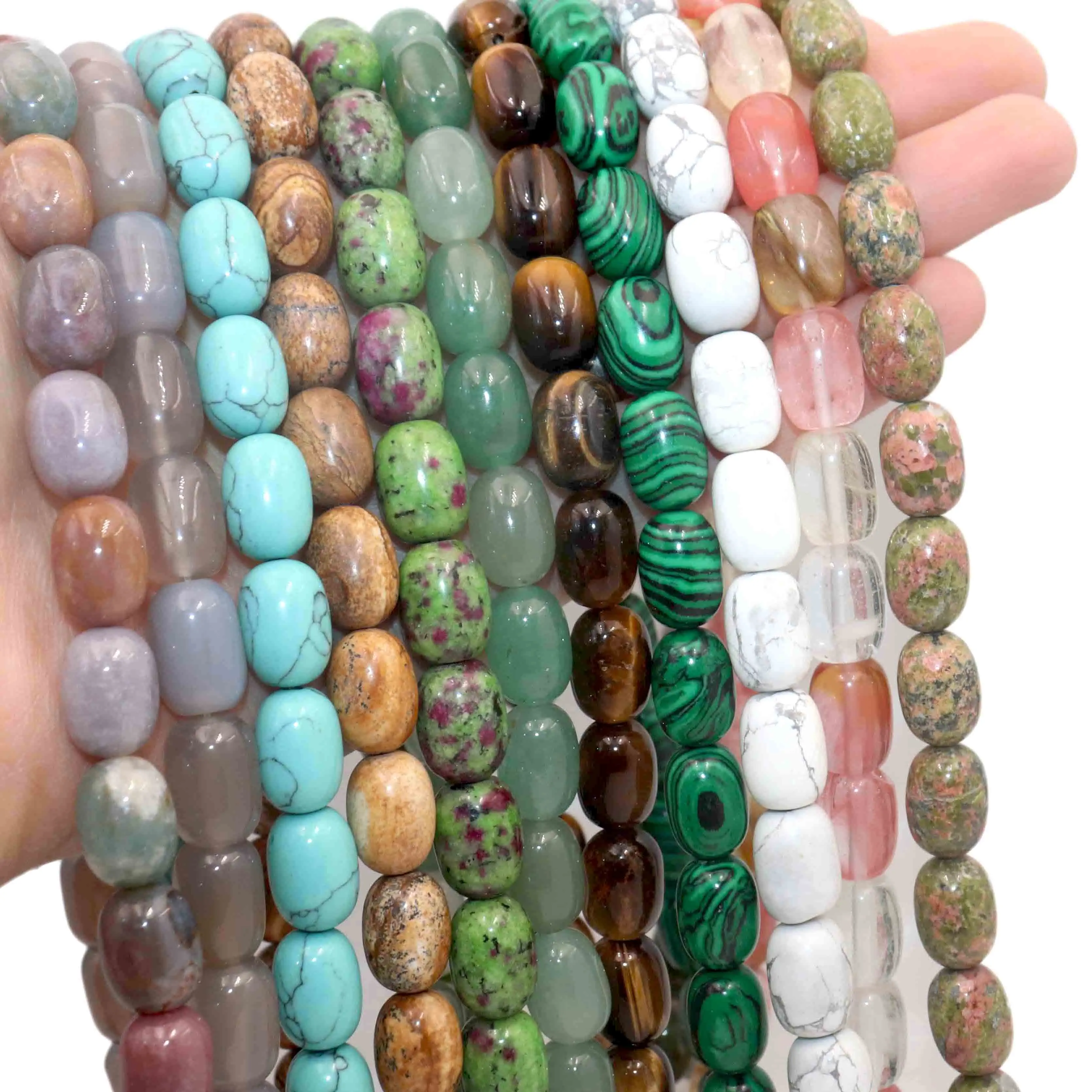 10X14MM Trommel Barrel Form Naturstein Achate Türkis Tigerauge Lose Spacer Perlen Charme DIY Handgemachte Armband Halskette – Detail 1