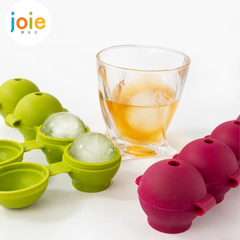 JOIE – moule à glace en Silicone, 4 grilles, pour glace au whisky, 4cm, accessoires de barre ronde en brique, qualité alimentaire, outils de cuisine