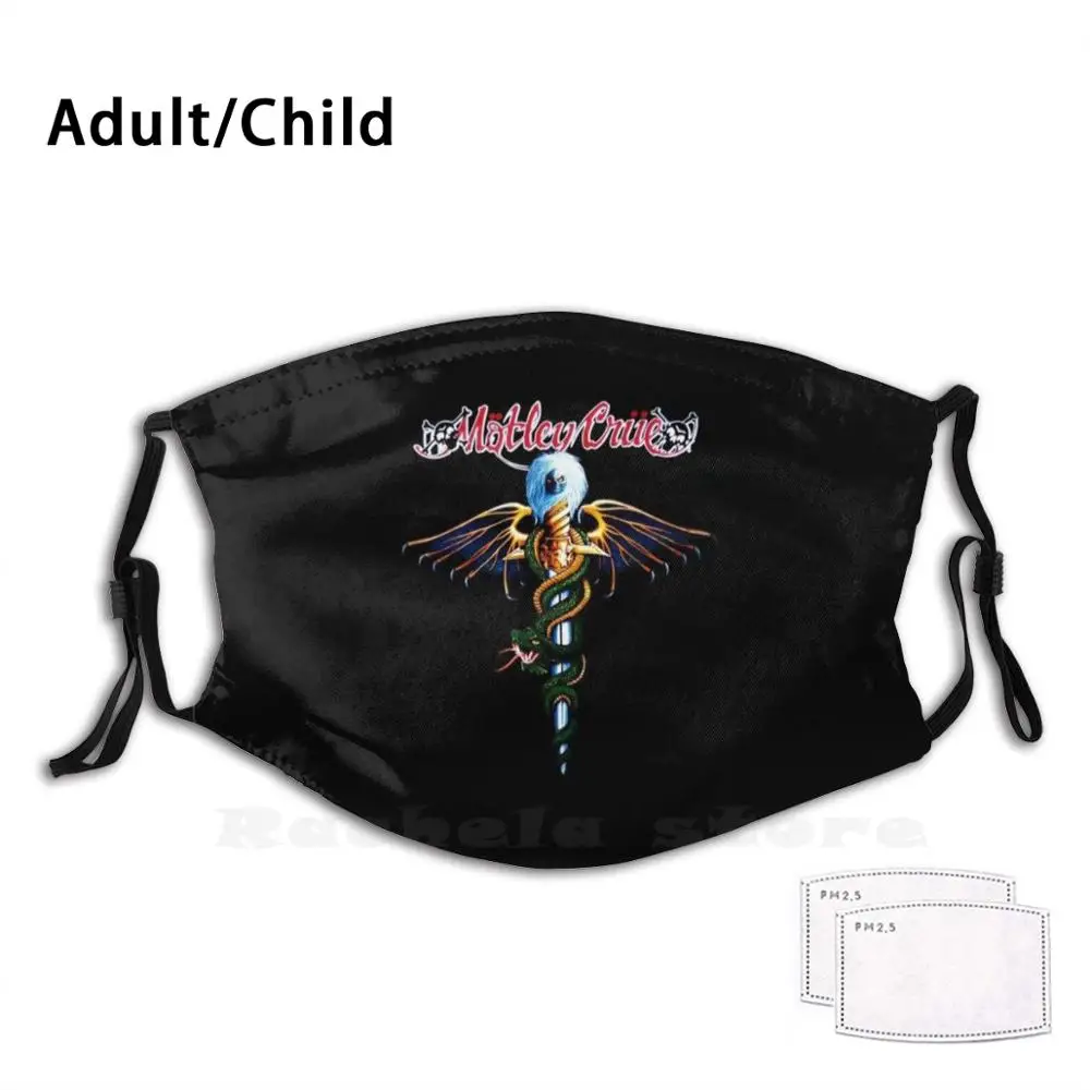 Logo Hard Rock Music Motley Trending Heavy Metal Crue Hareudang International Adult Kids Anti Dust Filter Diy Mask Logo Hard