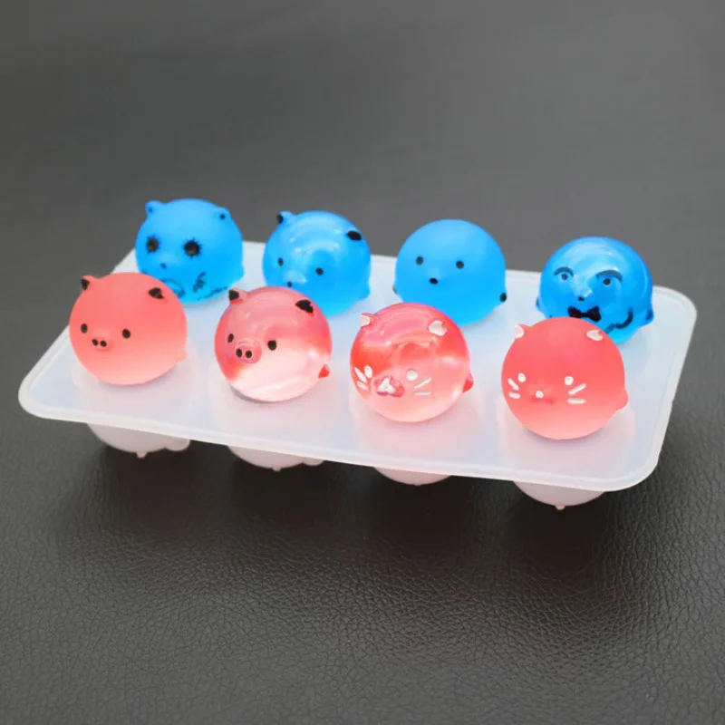 Molde de silicona epoxi de cristal DIY, 8 incluso colgante de oso de pollo, colgante de espejo hecho a mano