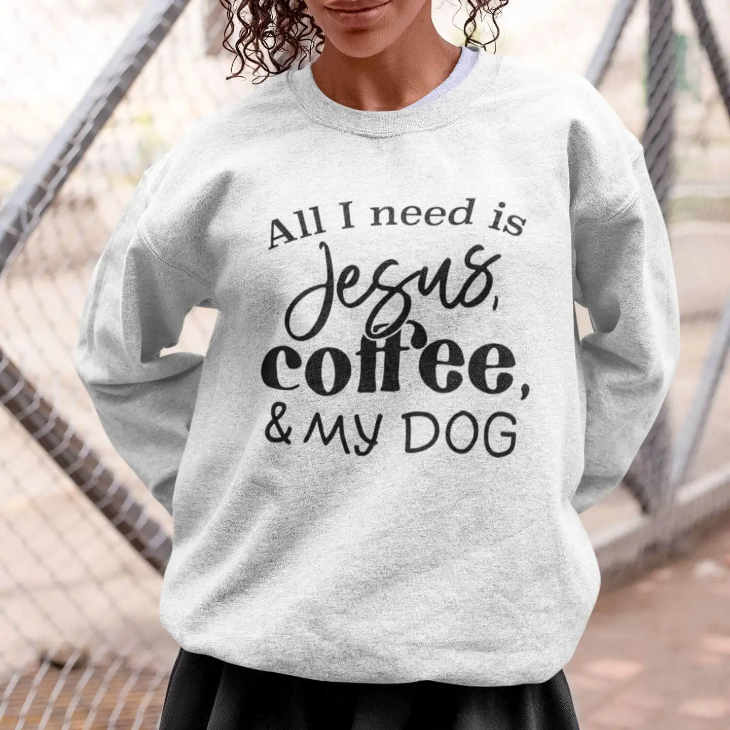 

All I Need Is Jesus Coffee My Dog 100%Cotton Print Women Sweatshirt Dog Mom Life Casual O-Neck Long Sleeve Tops Pet Lover Gift