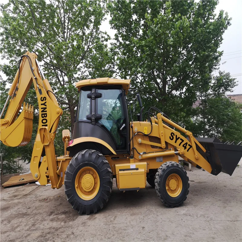 SY747 Efficient Farm Garden Machine Excavation Loading Bucket Excavator Backhoe Loader