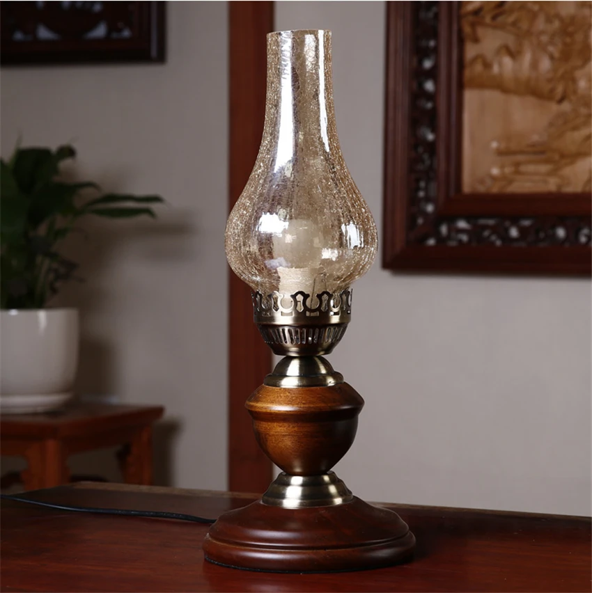 Vintage nostalgic glass kerosene table lamps European bedroom bedside study restaurant candlestick desk lights decor lighting