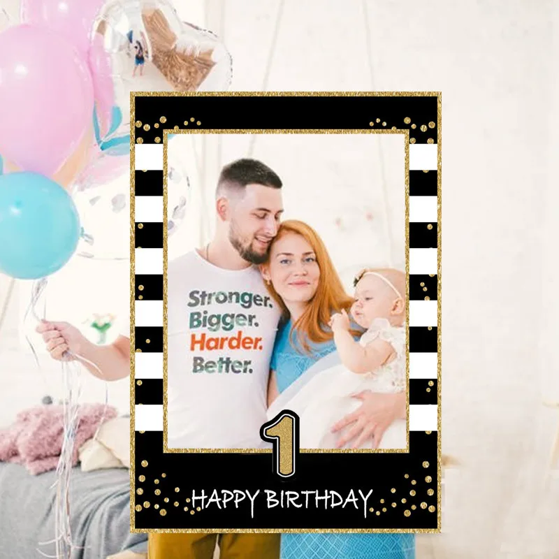 1Pcs Happy Birthday Photo Booth Props Frame Kids Adult Birthday Party Decor 1st 2nd 16th 18th 21st 30th Photobooth Props Supplie